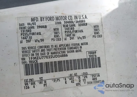 2002 Ford Explorer Sport Trac z USA, uszkodzony, nr VIN 1FMZU77E22UD24886